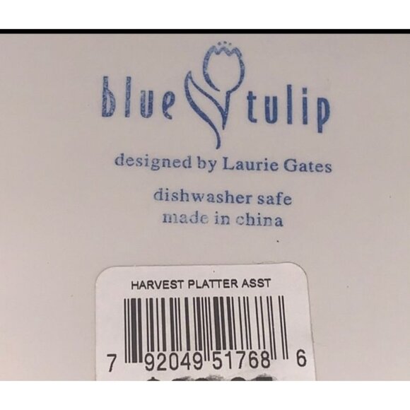 Rectangular Blue Tulip Harvest Platter By Laurie Gates - Picture 3 of 6
